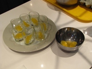 Prepping oranges for the Grand Marnier souflee.